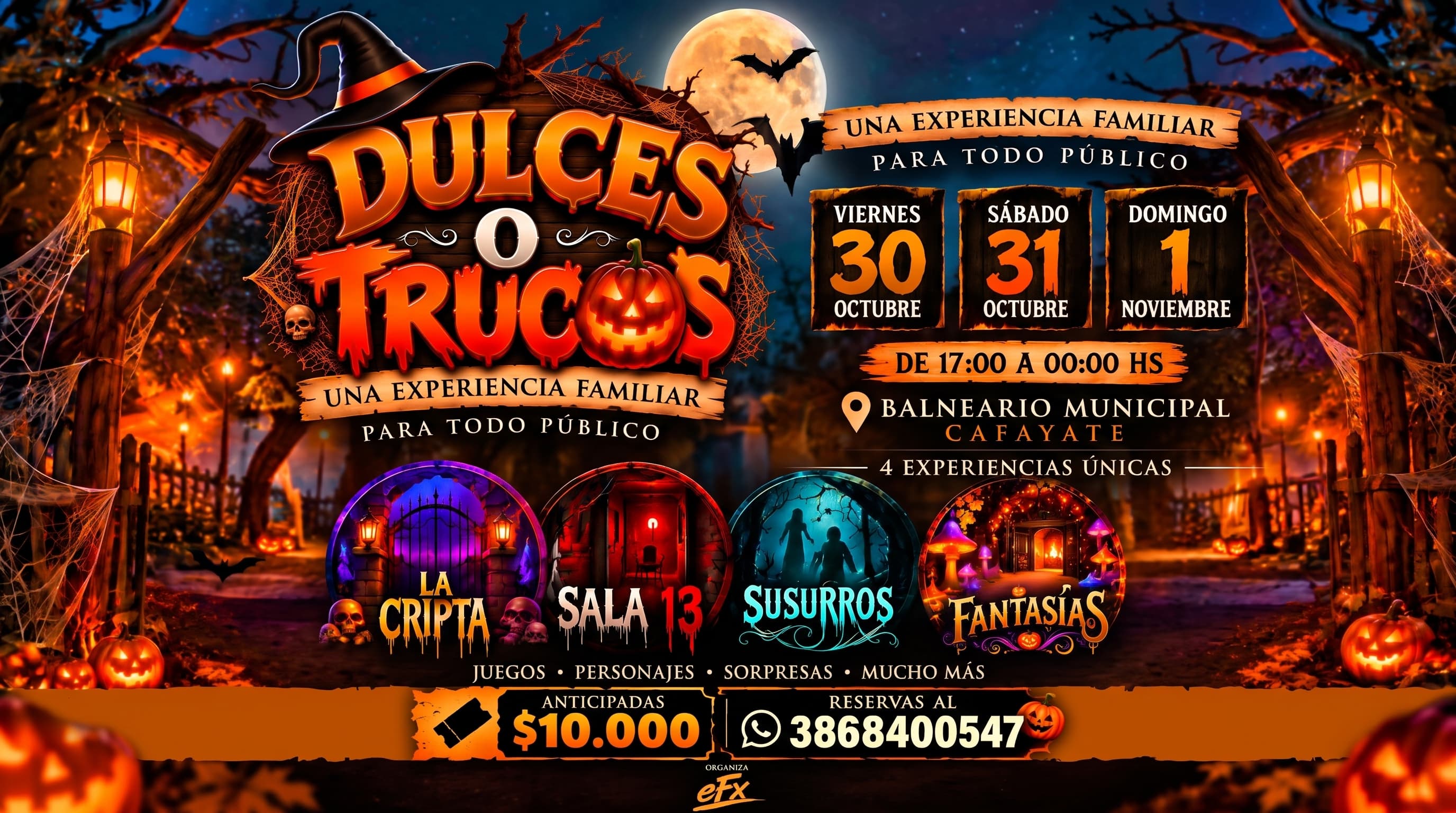 Dulces o Trucos: tres noches de terror en el Balneario Municipal de Cafayate